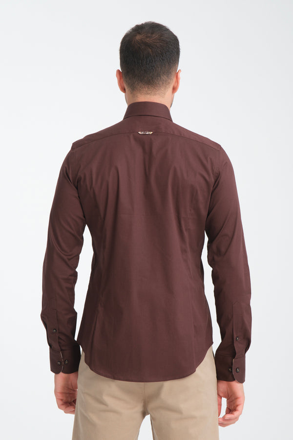 Donatello Sport Poplin Stretch Man Shirt Brown