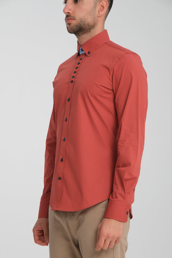 Camisa Hombre Donatello Sport Popelin Stretch Rojo