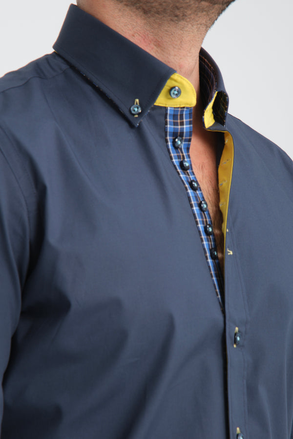 Camicia Uomo Donatello Sport Popelin Stretch Blu