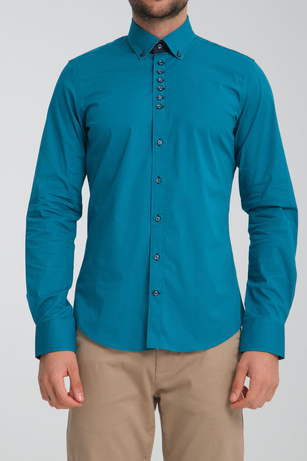 Camisa Hombre Donatello Sport Popelin Stretch Verde