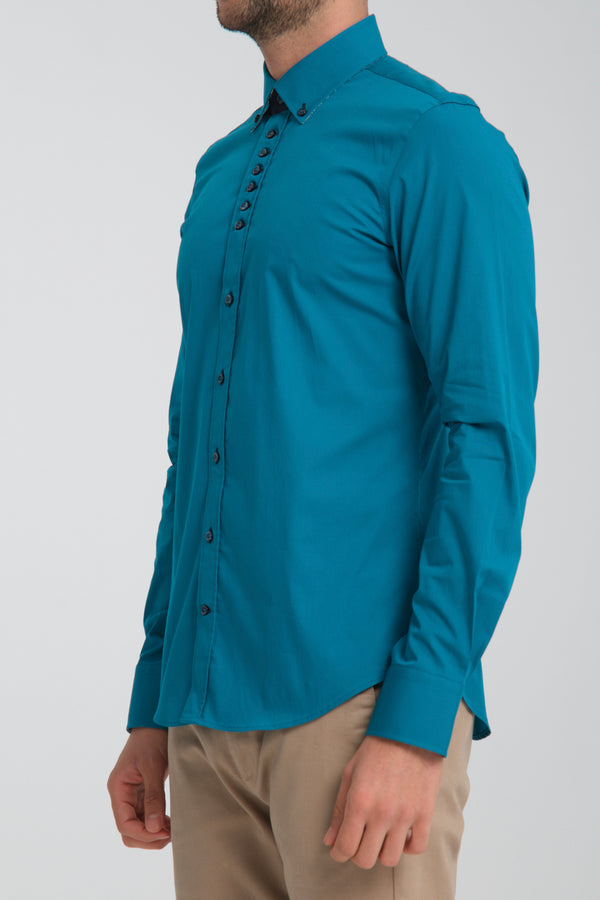 Camicia Uomo Donatello Sport Popelin Stretch Verde