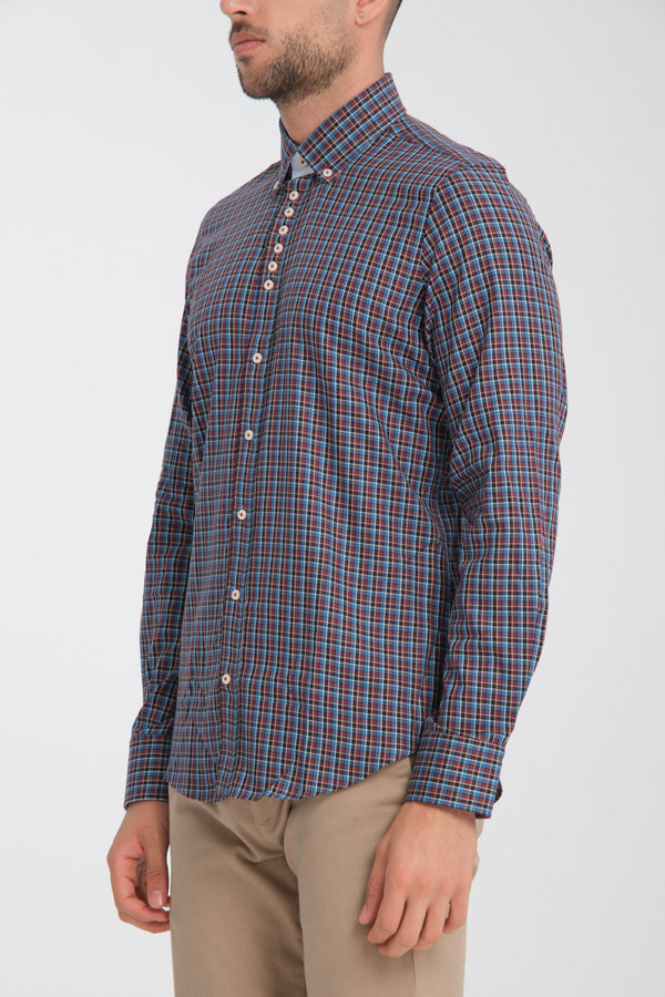 Donatello Sport Twill Man Shirt Red Blue