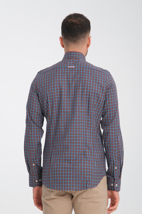 Donatello Sport Twill Man Shirt Red Blue