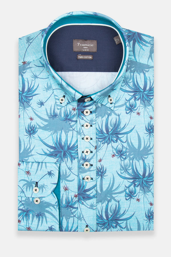 Camicia Uomo Donatello Iconic Popelin Celeste Blu