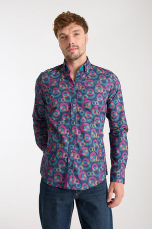 Camisa Hombre Donatello Iconic Popelin Azul Morado