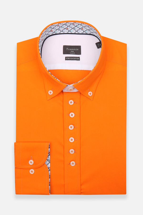 Camicia Uomo Donatello Iconic Popelin Stretch Arancione