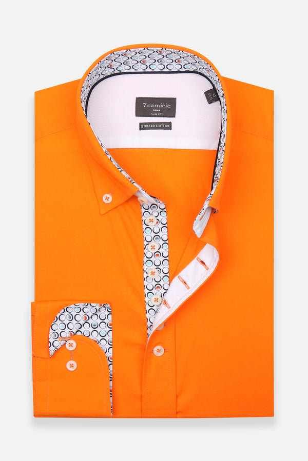 Camicia Uomo Donatello Iconic Popelin Stretch Arancione