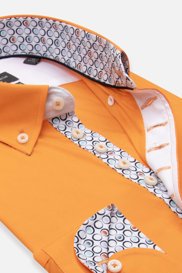 Camicia Uomo Donatello Iconic Popelin Stretch Arancione