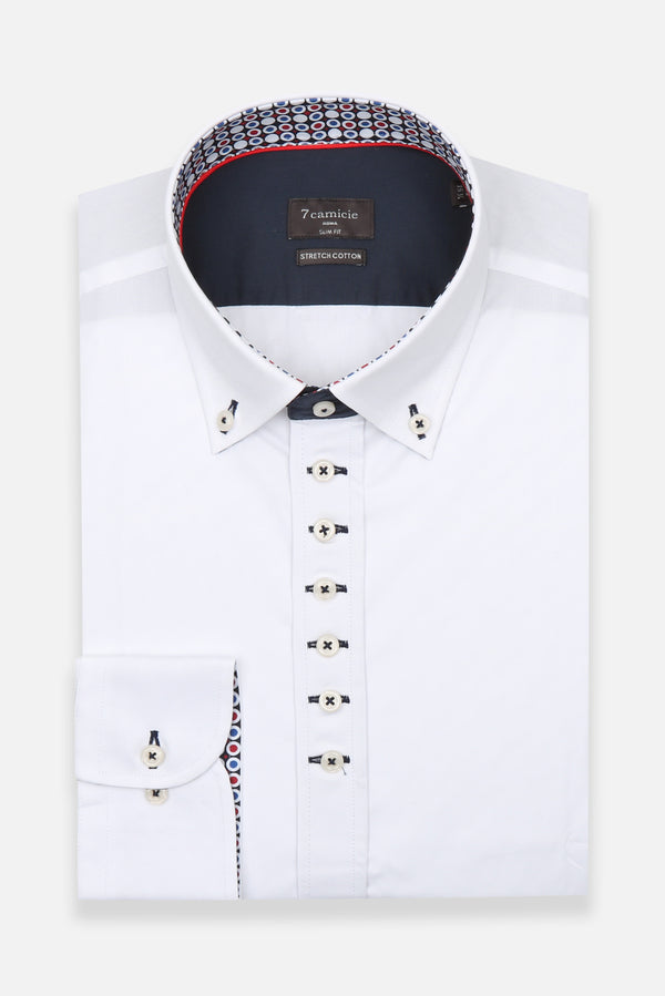 Donatello Iconic Herren Hemd Poplin Stretch Weiss