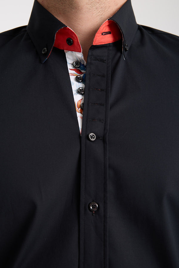 Camisa Hombre Donatello Iconic Popelin Stretch Negro