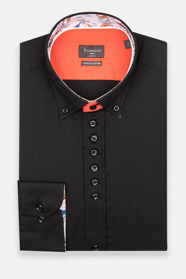 Camisa Hombre Donatello Iconic Popelin Stretch Negro