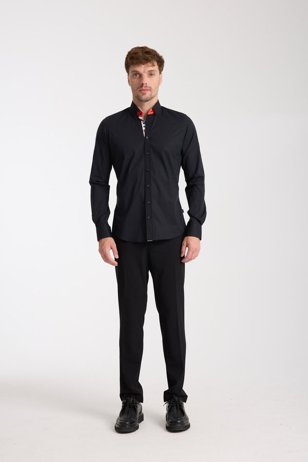 Camisa Hombre Donatello Iconic Popelin Stretch Negro