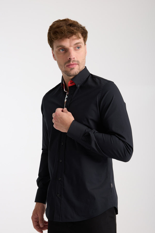 Camisa Hombre Donatello Iconic Popelin Stretch Negro