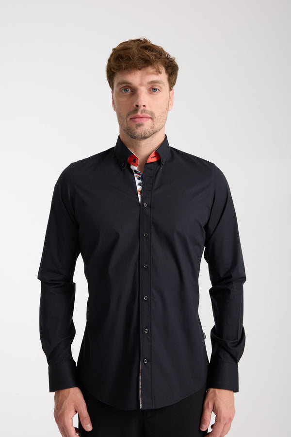 Camisa Hombre Donatello Iconic Popelin Stretch Negro