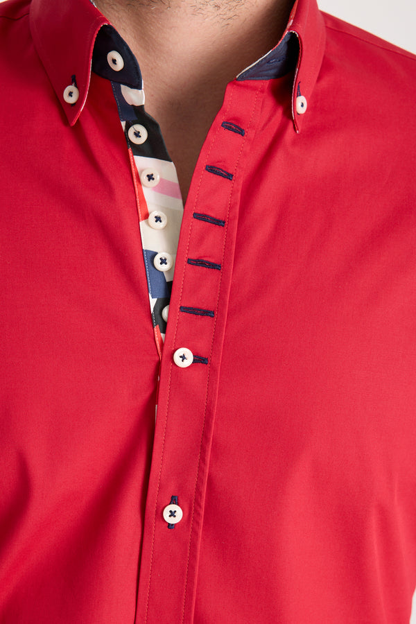 Chemise Homme Donatello Iconic Popelin Stretch Rouge