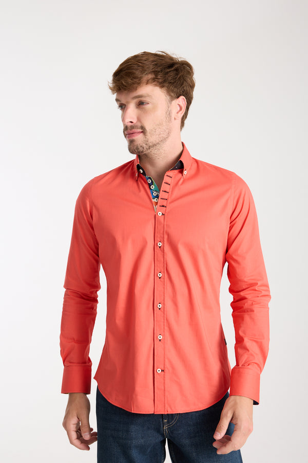 Camisa Hombre Donatello Iconic Popelin Stretch Rojo