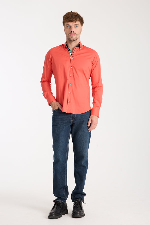 Camisa Hombre Donatello Iconic Popelin Stretch Rojo