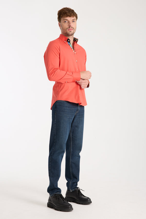 Camisa Hombre Donatello Iconic Popelin Stretch Rojo