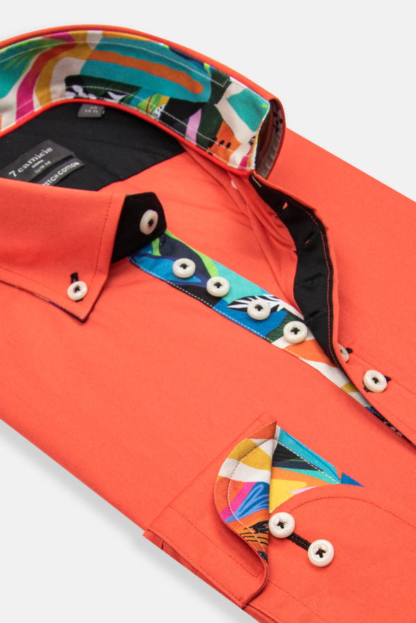 Camisa Hombre Donatello Iconic Popelin Stretch Rojo