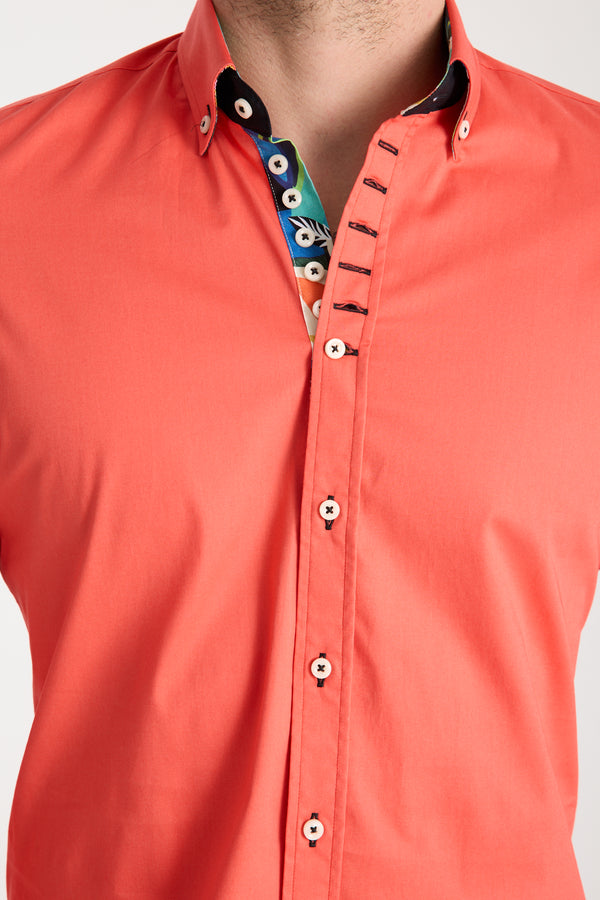 Camisa Hombre Donatello Iconic Popelin Stretch Rojo
