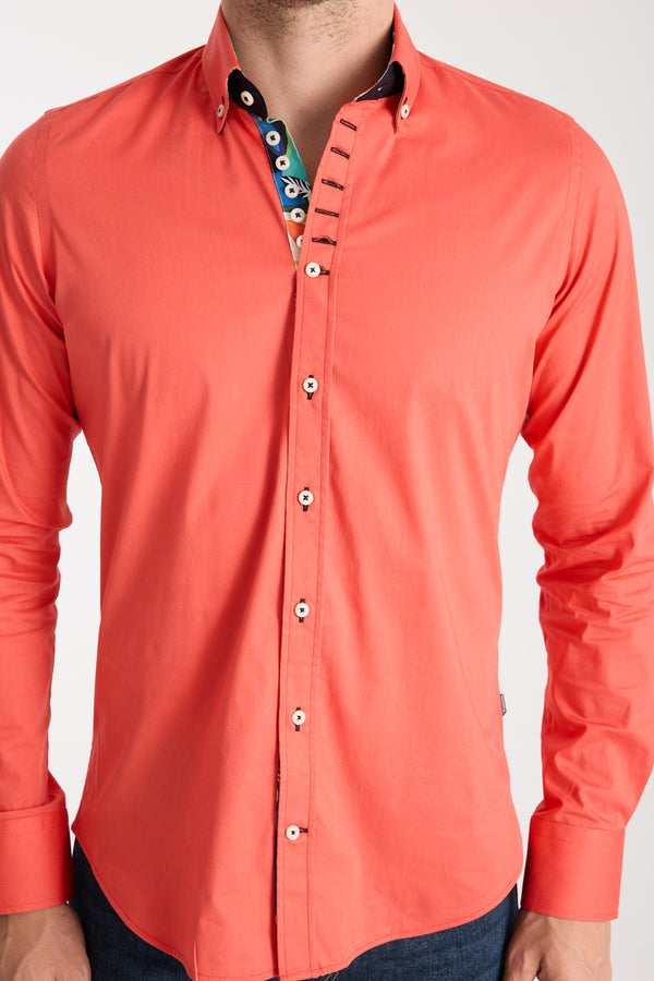 Camisa Hombre Donatello Iconic Popelin Stretch Rojo