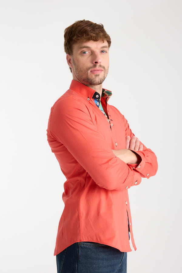 Camisa Hombre Donatello Iconic Popelin Stretch Rojo