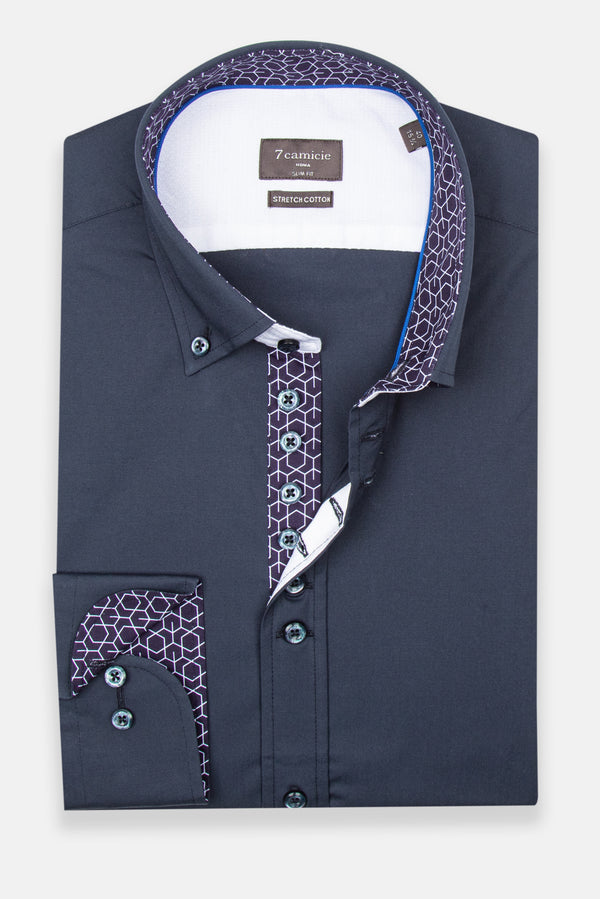 Camicia Uomo Donatello Iconic Popelin Stretch Blu