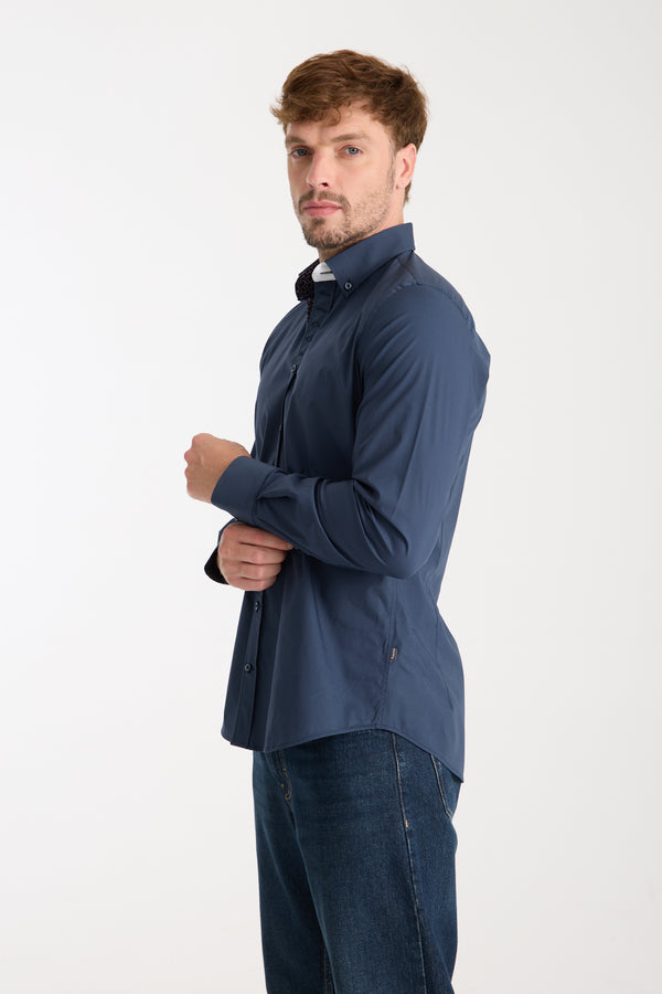 Camisa Hombre Donatello Iconic Popelin Stretch Azul