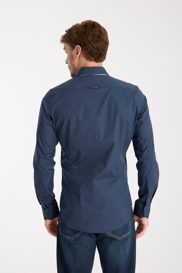 Camisa Hombre Donatello Iconic Popelin Stretch Azul