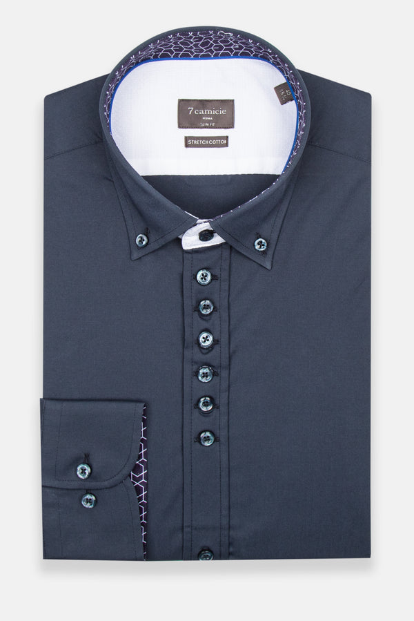 Camisa Hombre Donatello Iconic Popelin Stretch Azul