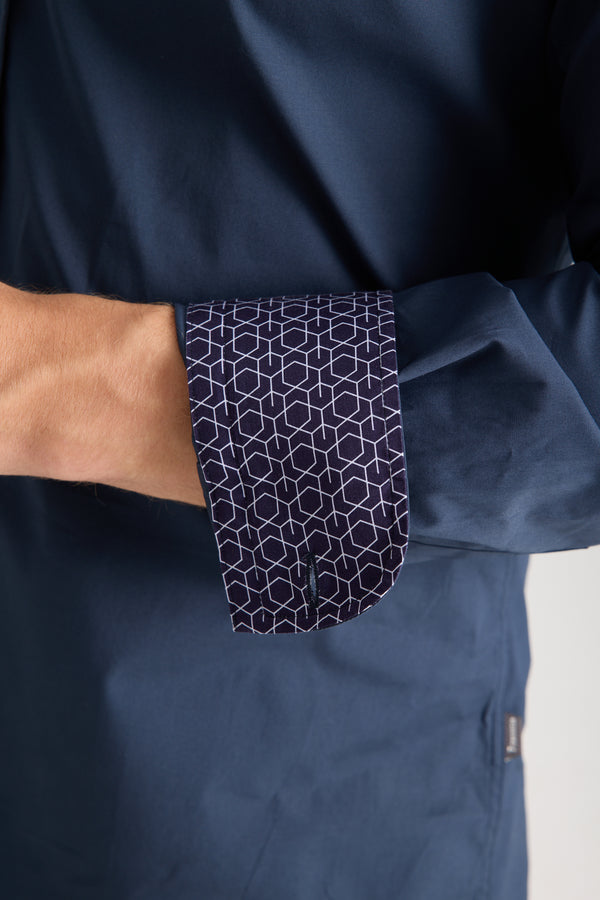 Camisa Hombre Donatello Iconic Popelin Stretch Azul