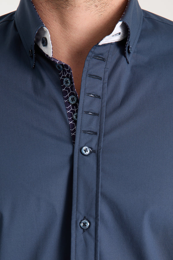Camisa Hombre Donatello Iconic Popelin Stretch Azul