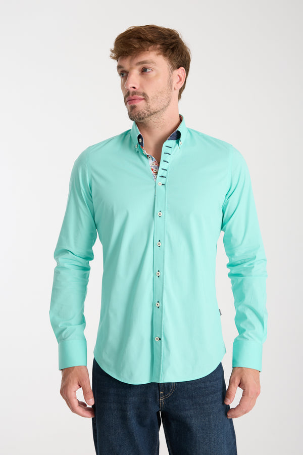 Chemise Homme Donatello Iconic Popelin Stretch Vert
