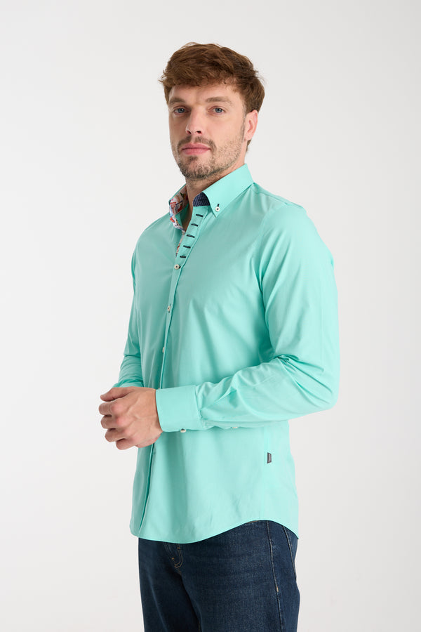 Chemise Homme Donatello Iconic Popelin Stretch Vert