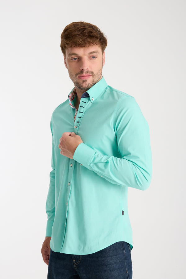 Chemise Homme Donatello Iconic Popelin Stretch Vert