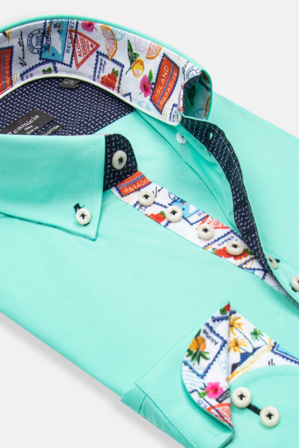 Chemise Homme Donatello Iconic Popelin Stretch Vert