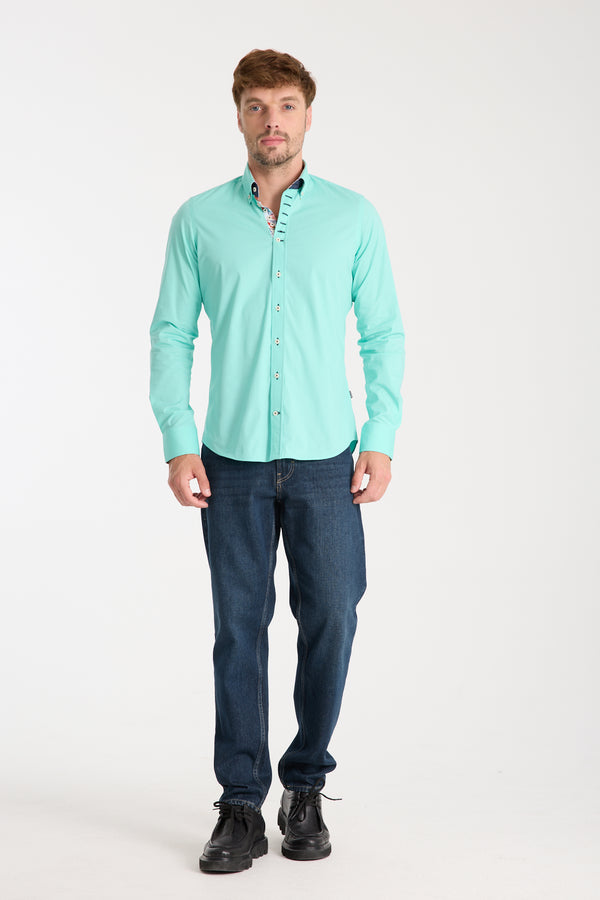 Chemise Homme Donatello Iconic Popelin Stretch Vert