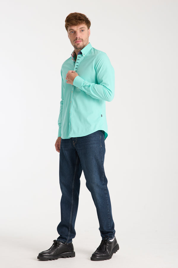 Chemise Homme Donatello Iconic Popelin Stretch Vert