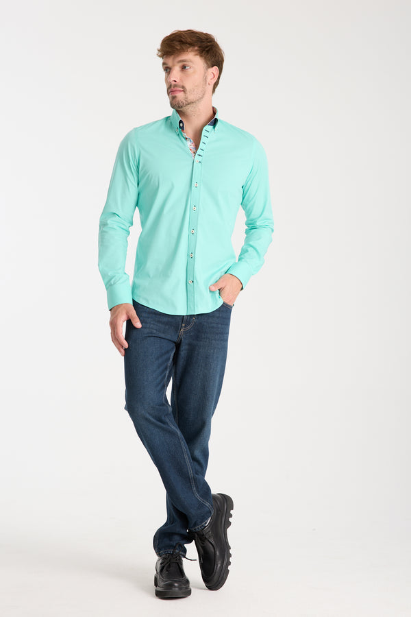 Chemise Homme Donatello Iconic Popelin Stretch Vert