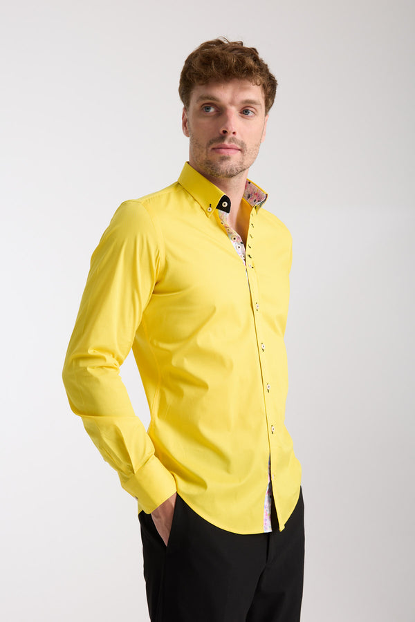 Chemise Homme Donatello Iconic Popelin Stretch Jaune