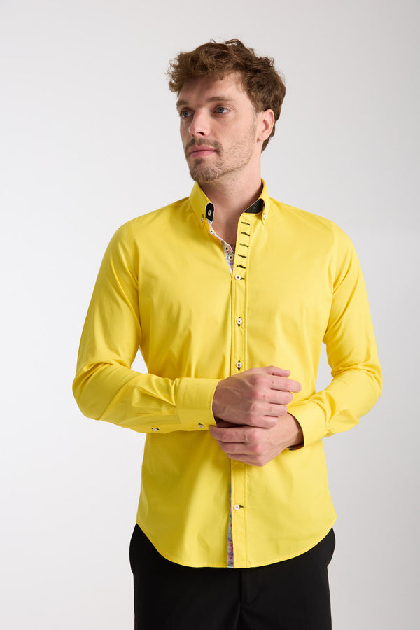 Chemise Homme Donatello Iconic Popelin Stretch Jaune