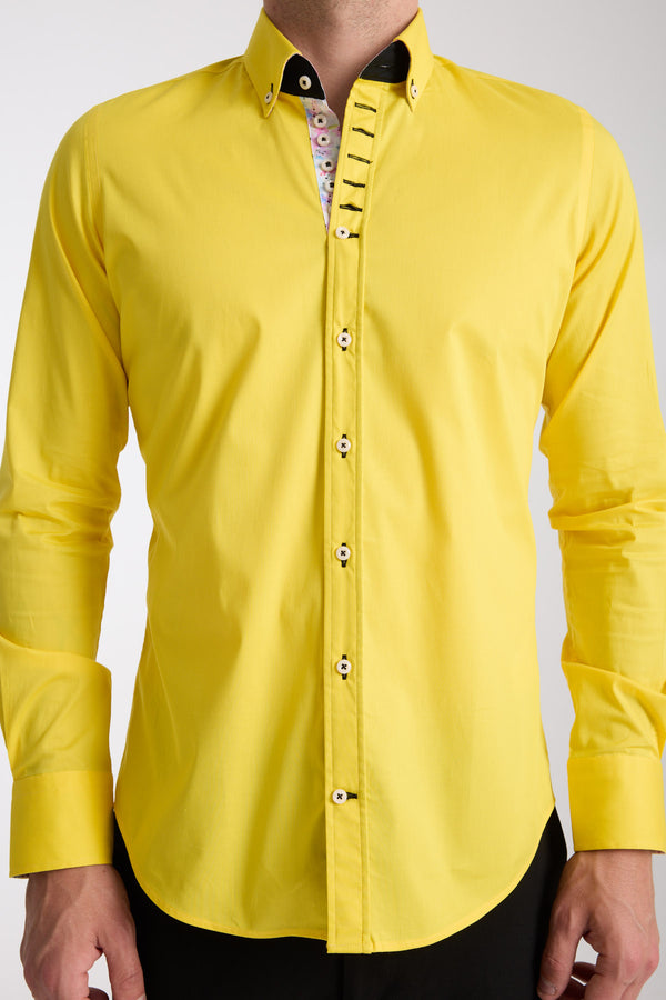 Chemise Homme Donatello Iconic Popelin Stretch Jaune