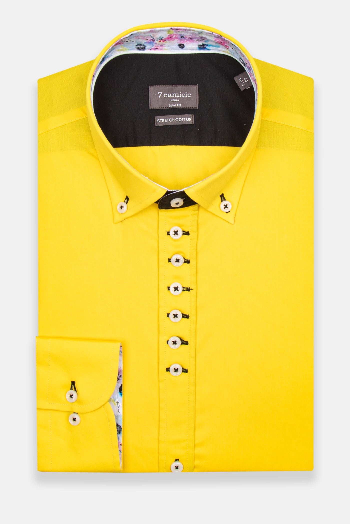 Donatello Iconic Poplin Stretch Man Shirt Yellow 42/L Donatello Iconic Poplin Stretch Man Shirt Yellow 42/L