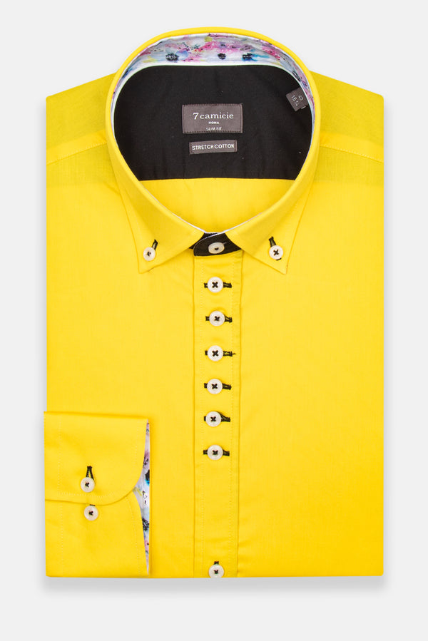 Chemise Homme Donatello Iconic Popelin Stretch Jaune