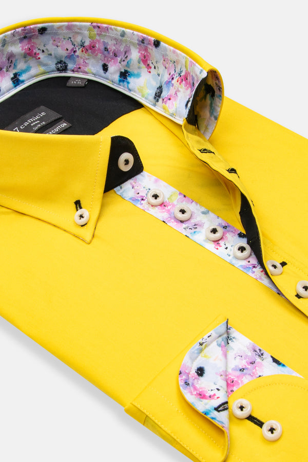 Chemise Homme Donatello Iconic Popelin Stretch Jaune