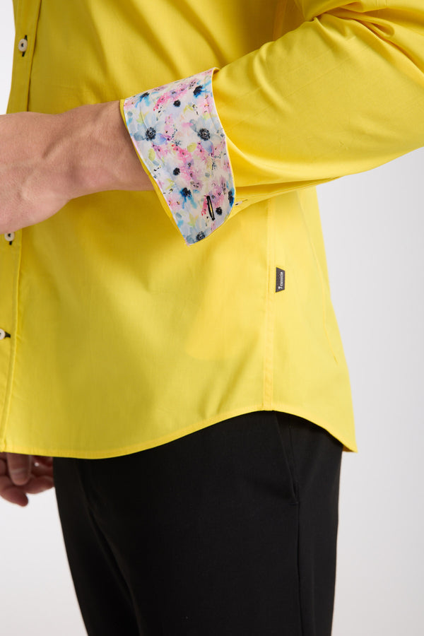 Chemise Homme Donatello Iconic Popelin Stretch Jaune