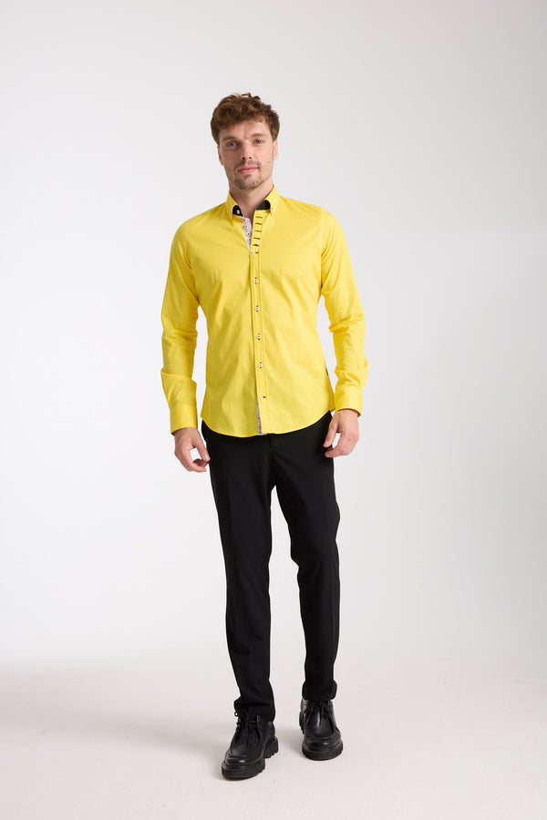 Chemise Homme Donatello Iconic Popelin Stretch Jaune
