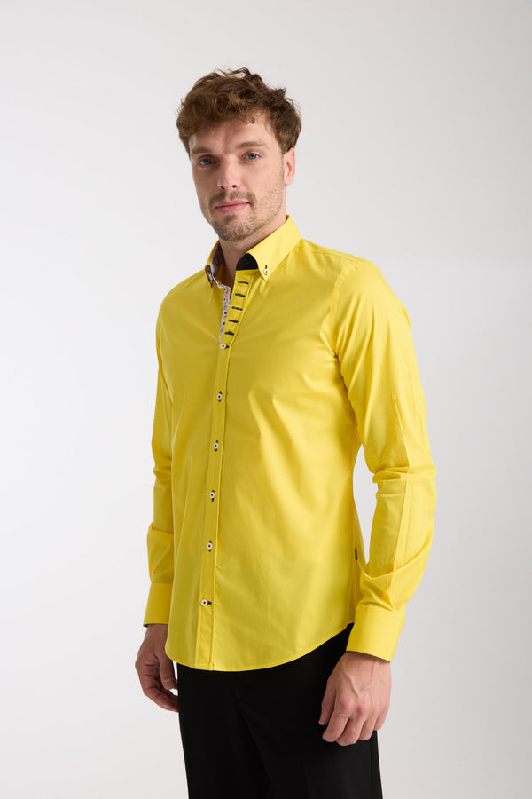 Chemise Homme Donatello Iconic Popelin Stretch Jaune