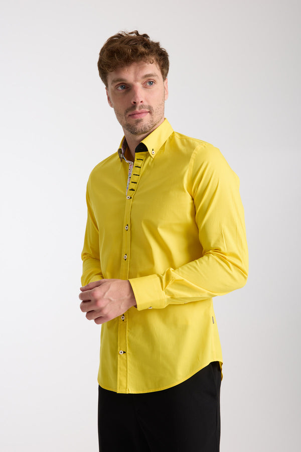 Chemise Homme Donatello Iconic Popelin Stretch Jaune