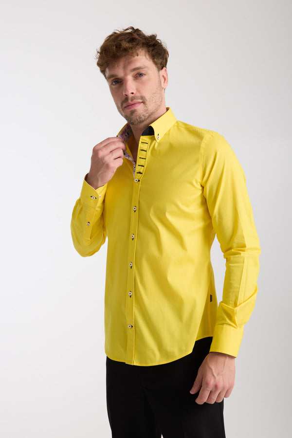 Chemise Homme Donatello Iconic Popelin Stretch Jaune